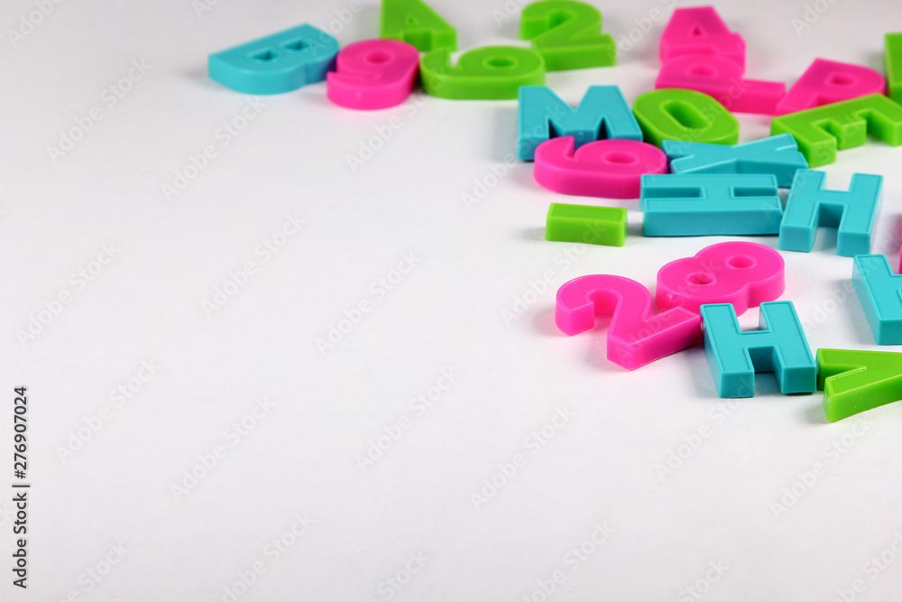 colored letters on white background colored letters on white background