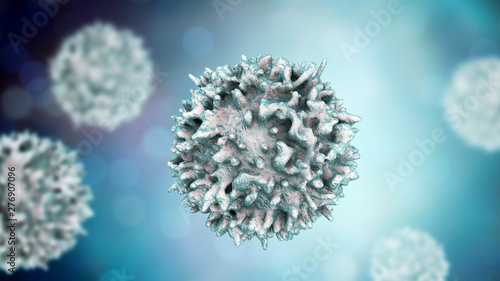 Lymphocyte, 3D illustration. Closeup view of T-cell or B-cell photo