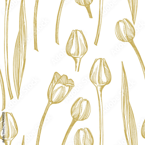 Tulip flower graphic sketch illustration. Botanical plant illustration. Vintage medicinal herbs sketch set of ink hand drawn medical herbs and plants sketch. Seamless patterns.