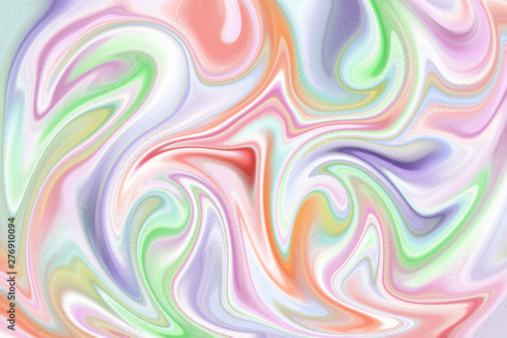 Shades of purple, green, orange and pink, abstract marble effect background. Pattern can be used as a background or for cards, invitations and social media
