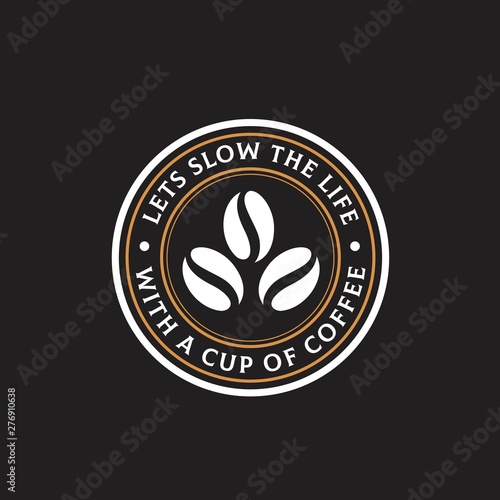 Coffee bar with three coffee bean circle seal logo design