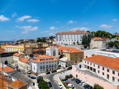 Aerial view, old town, Lisbon, Portugal, Jul 2017