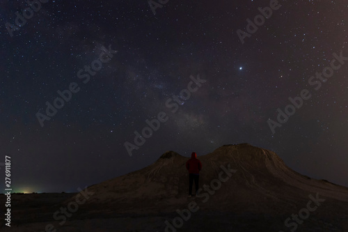 Milky Way over mud volcanoes