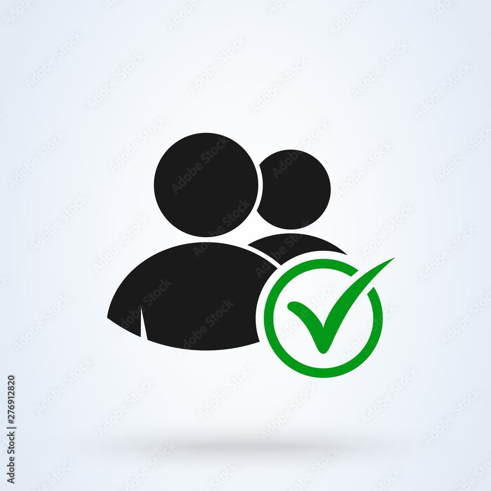 User, Group profile sign with check mark. Simple modern icon User, Group profile sign with check mark. Simple modern icon