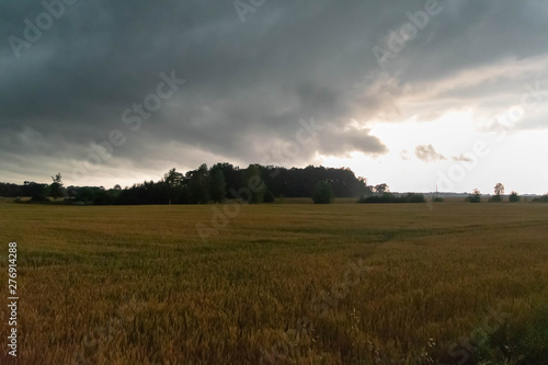 dramatic rural landscape before storm