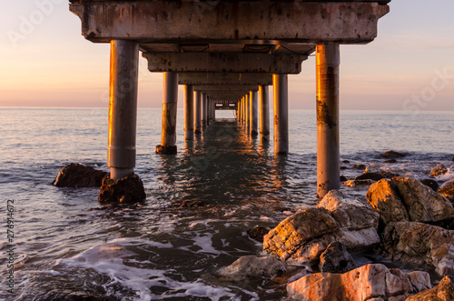 Early hours of daylight on the beach of Marbella on the Costa de Sol (Malaga) Spain