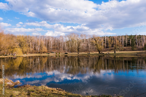 the beginning of spring in a park