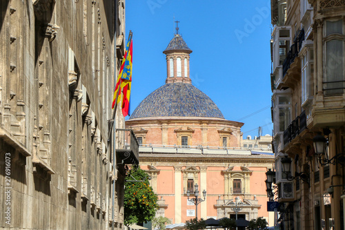 Facade of the Basilica of the Virgen de los Desamparados (Basílica de la Mare de Déu dels Desemparats) of Valencia, Spain photo