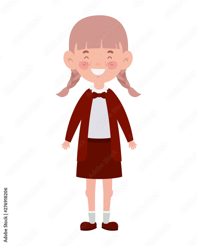 student girl standing smiling on white background student girl standing smiling on white background