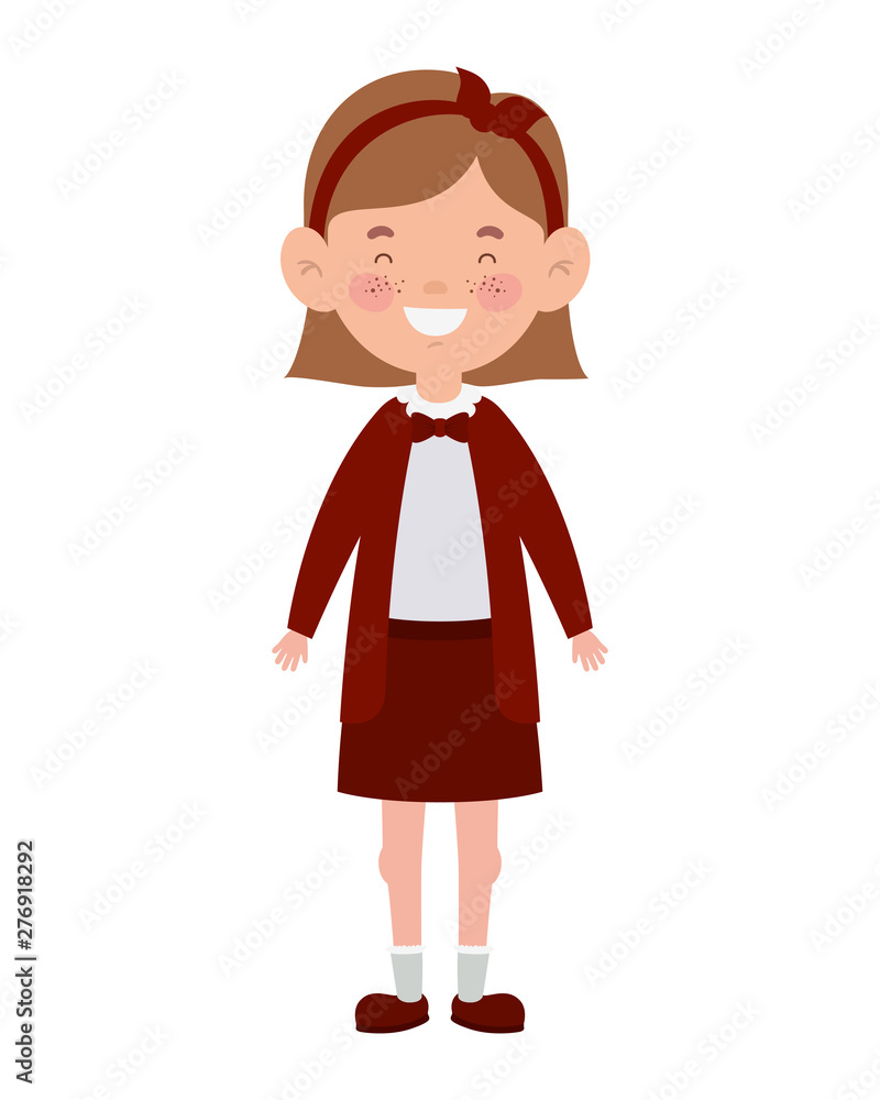 student girl standing smiling on white background student girl standing smiling on white background