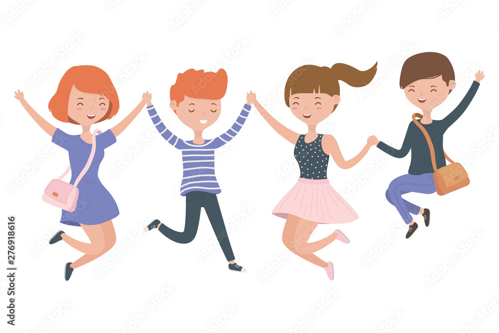 Teenager boys and girls cartoons design Teenager boys and girls cartoons design