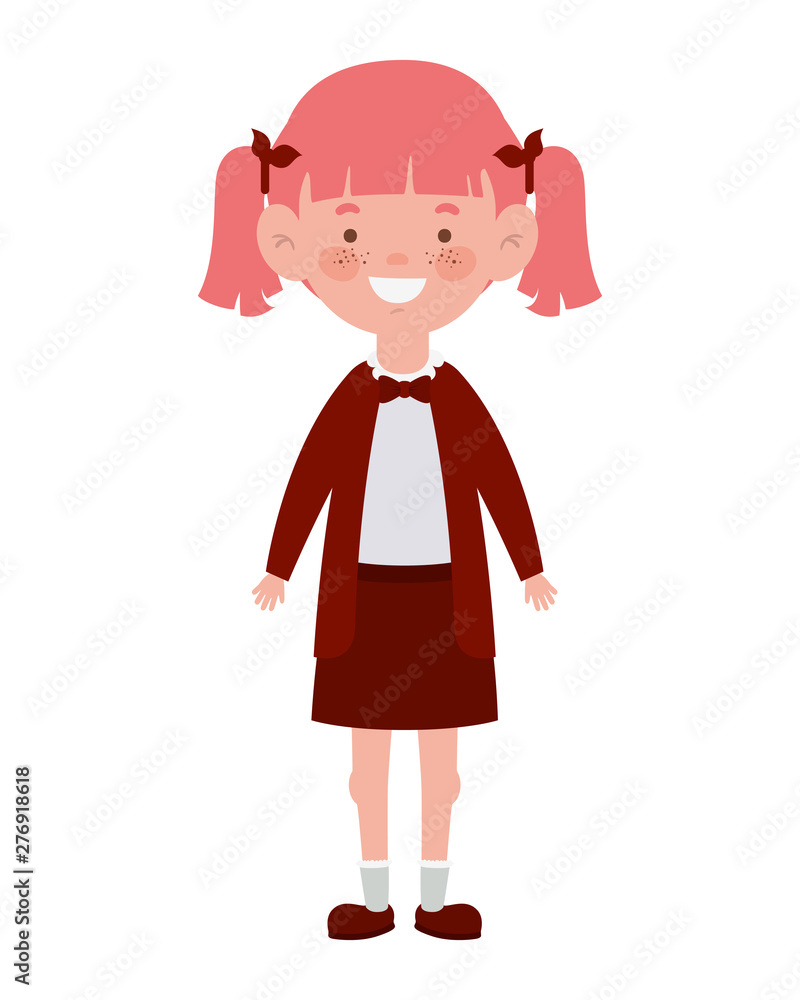 student girl standing smiling on white background student girl standing smiling on white background