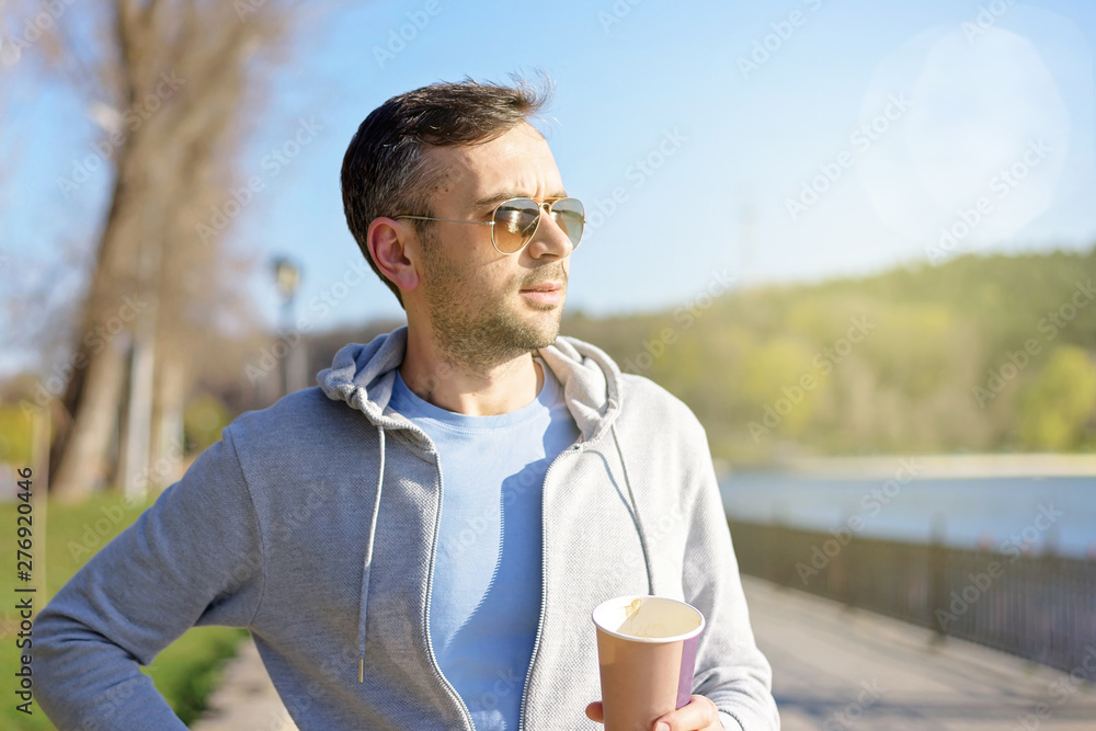 Caucasian man with cup of coffee Caucasian man with cup of coffee