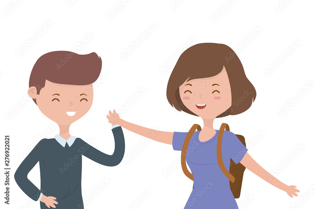 Teenager boy and girl cartoons design Teenager boy and girl cartoons design