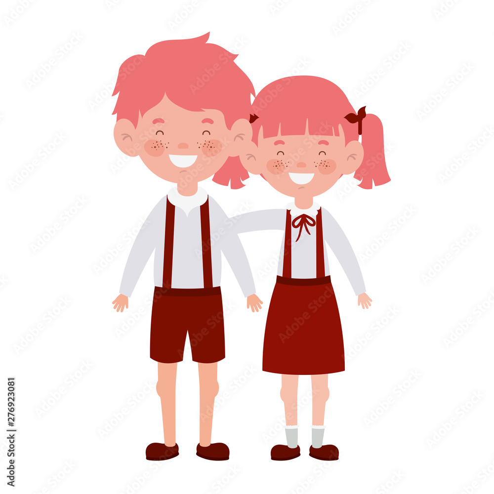 couple students standing smiling on white background couple students standing smiling on white background