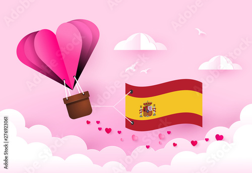  Heart air balloon with Flag of Spain for independence day or something similar