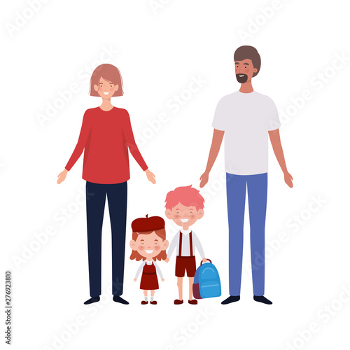 couple of parents with children avatar character