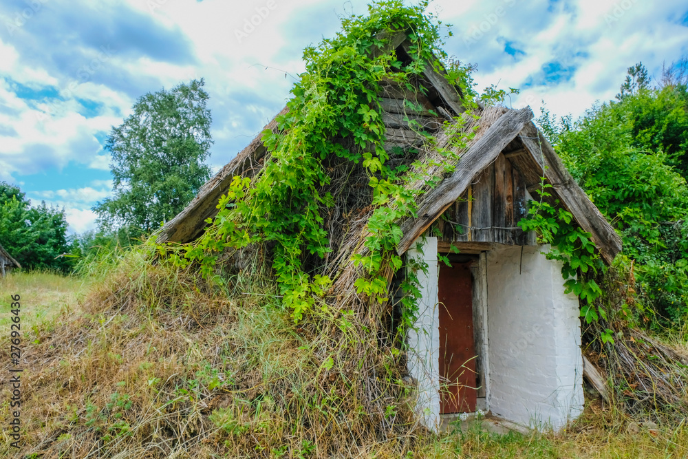 Folk oldest habitation under a reed roof in the disappearing village of Svalovichi in the Ukraine. Ukrainian Polissya. Folk oldest habitation under a reed roof in the disappearing village of Svalovichi in the Ukraine. Ukrainian Polissya.