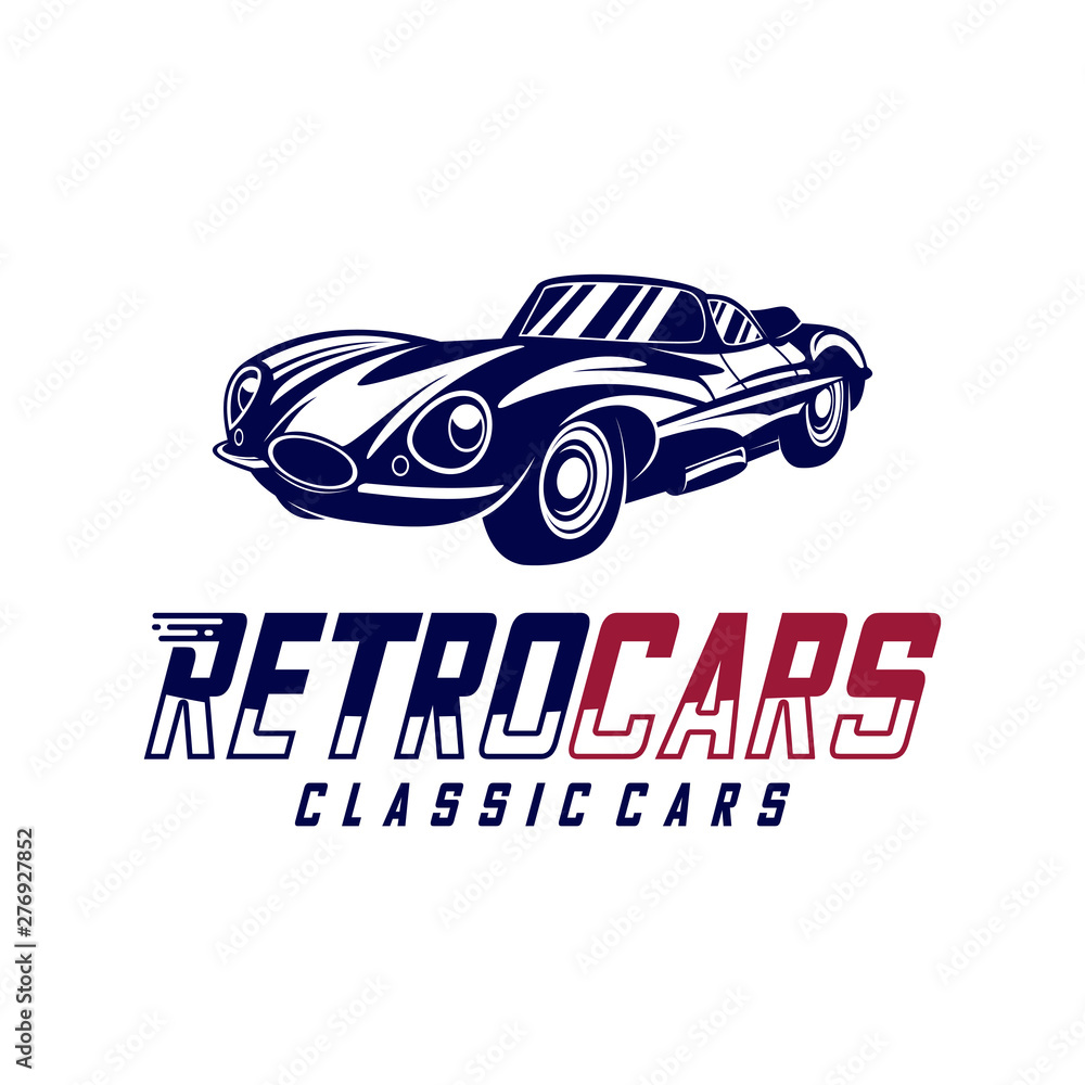 Fototapeta premium Classic cars logo design vector illustrations. Vintage Automotive with retro classic car logo