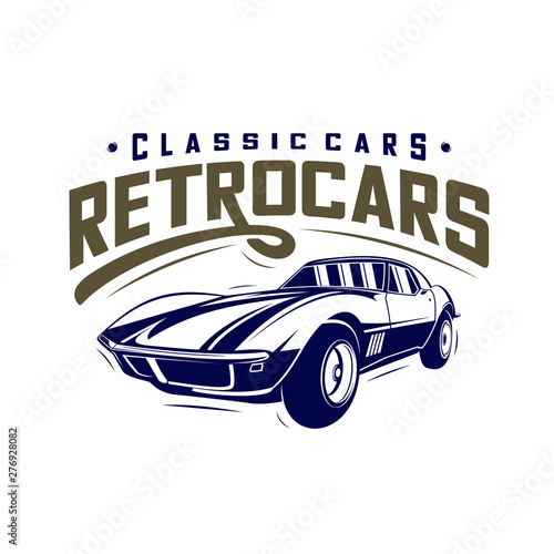 Classic cars logo design vector illustrations. Vintage Automotive with retro classic car logo