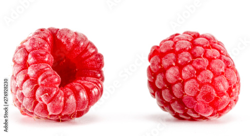  raspberries on a white background