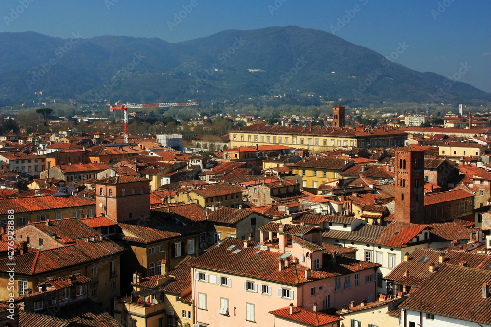 View of the ancient city of Lucca, Italy