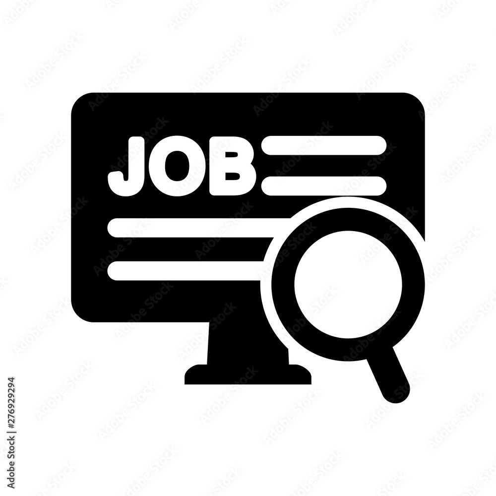 Search job vacancy icon vector. Loupe career illustration symbol. Find people employer logo. Search job vacancy icon vector. Loupe career illustration symbol. Find people employer logo.