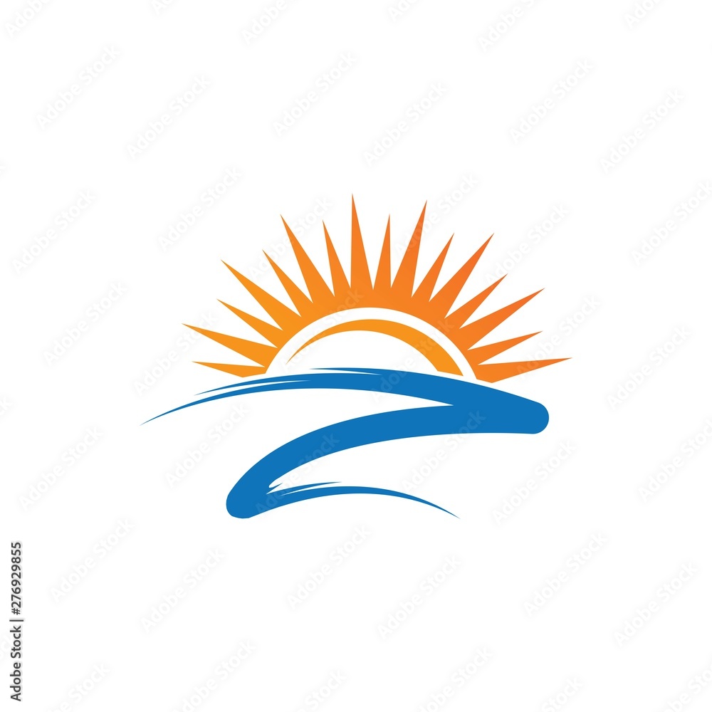 Obraz premium Vector Icon Logo Template Sun over horizon