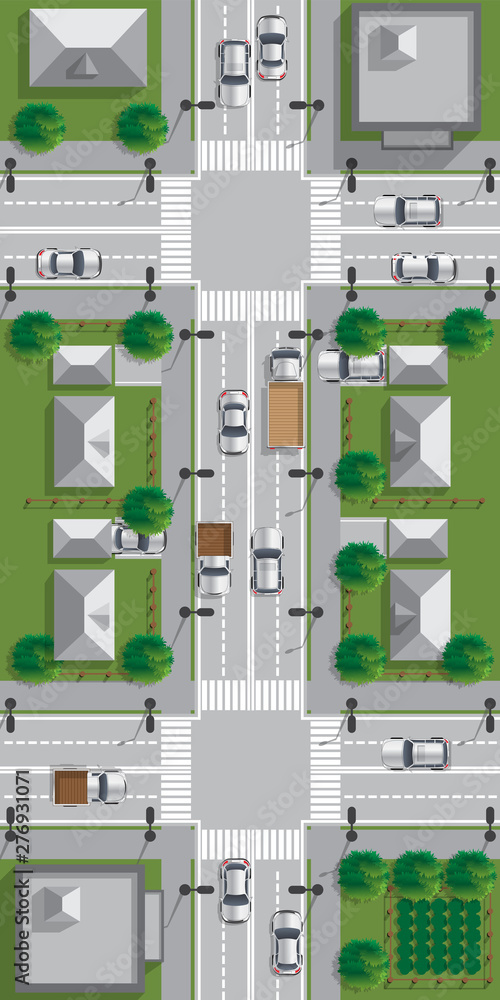 Street. View from above. Vector illustration.