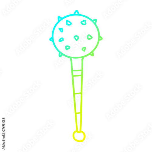 cold gradient line drawing cartoon medieval mace