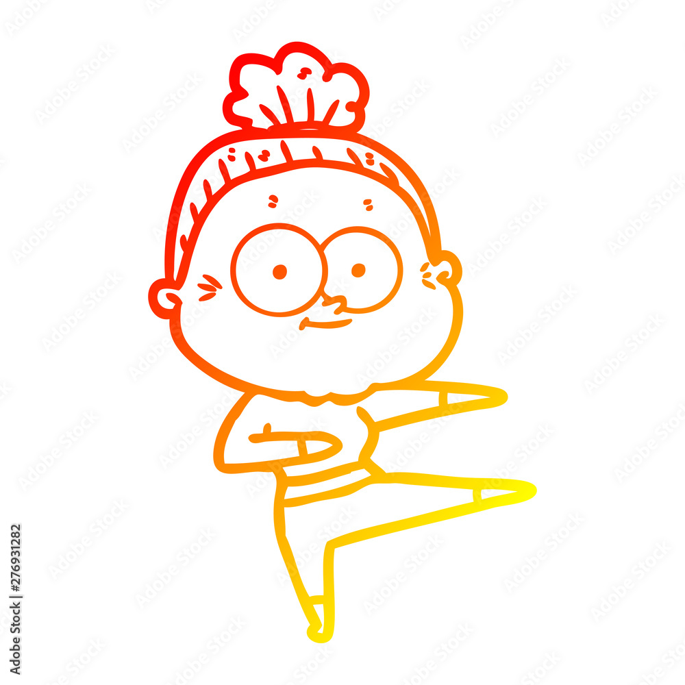 warm gradient line drawing cartoon happy old woman warm gradient line drawing cartoon happy old woman