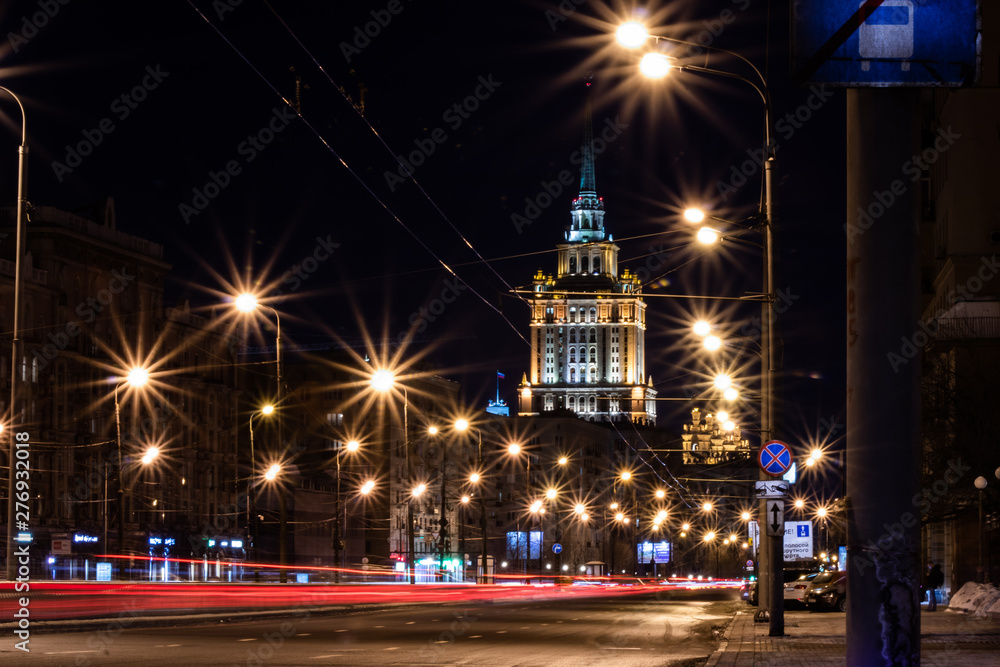 Naklejka premium night view of moscow