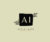 A I AI Beauty vector initial logo, handwriting logo of initial signature, wedding, fashion, jewerly, boutique, floral and botanical with creative template for any company or business.