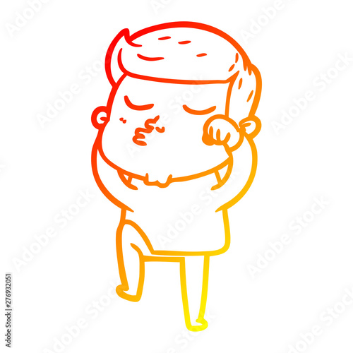 warm gradient line drawing cartoon model guy pouting