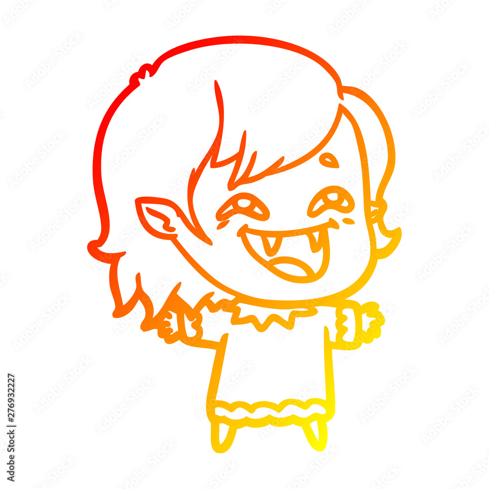warm gradient line drawing cartoon laughing vampire girl warm gradient line drawing cartoon laughing vampire girl