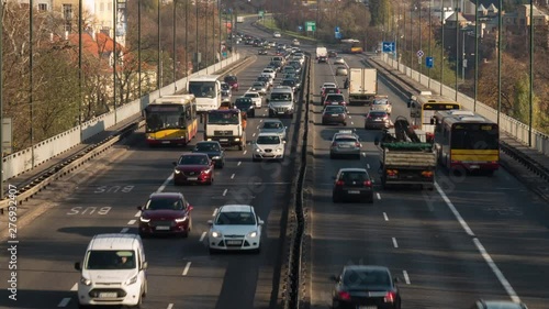 Time lapse of street traffic in Warsaw.