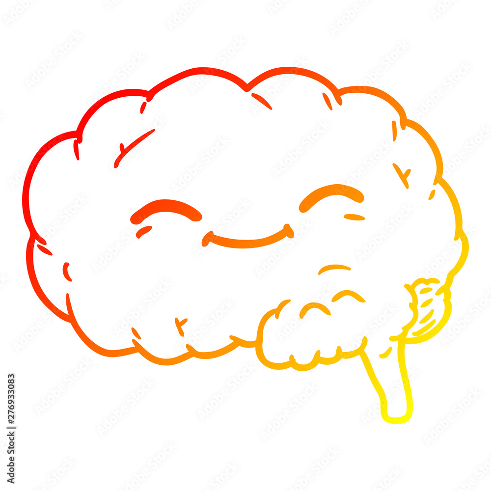 warm gradient line drawing cartoon brain warm gradient line drawing cartoon brain