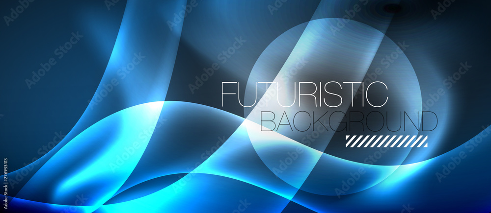 Glossy glowing neon light wave background Glossy glowing neon light wave background