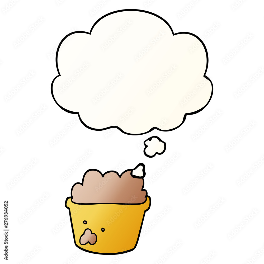 cartoon plant pot of earth and thought bubble in smooth gradient style cartoon plant pot of earth and thought bubble in smooth gradient style