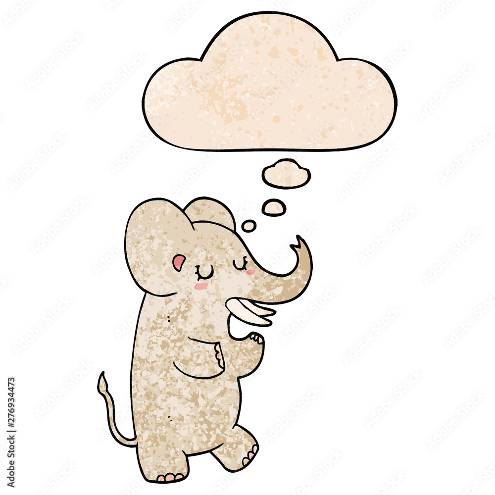 cartoon elephant and thought bubble in grunge texture pattern style cartoon elephant and thought bubble in grunge texture pattern style
