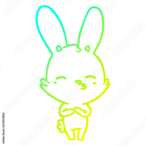cold gradient line drawing curious bunny cartoon