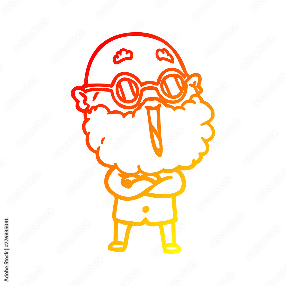 warm gradient line drawing cartoon joyful man with beard warm gradient line drawing cartoon joyful man with beard