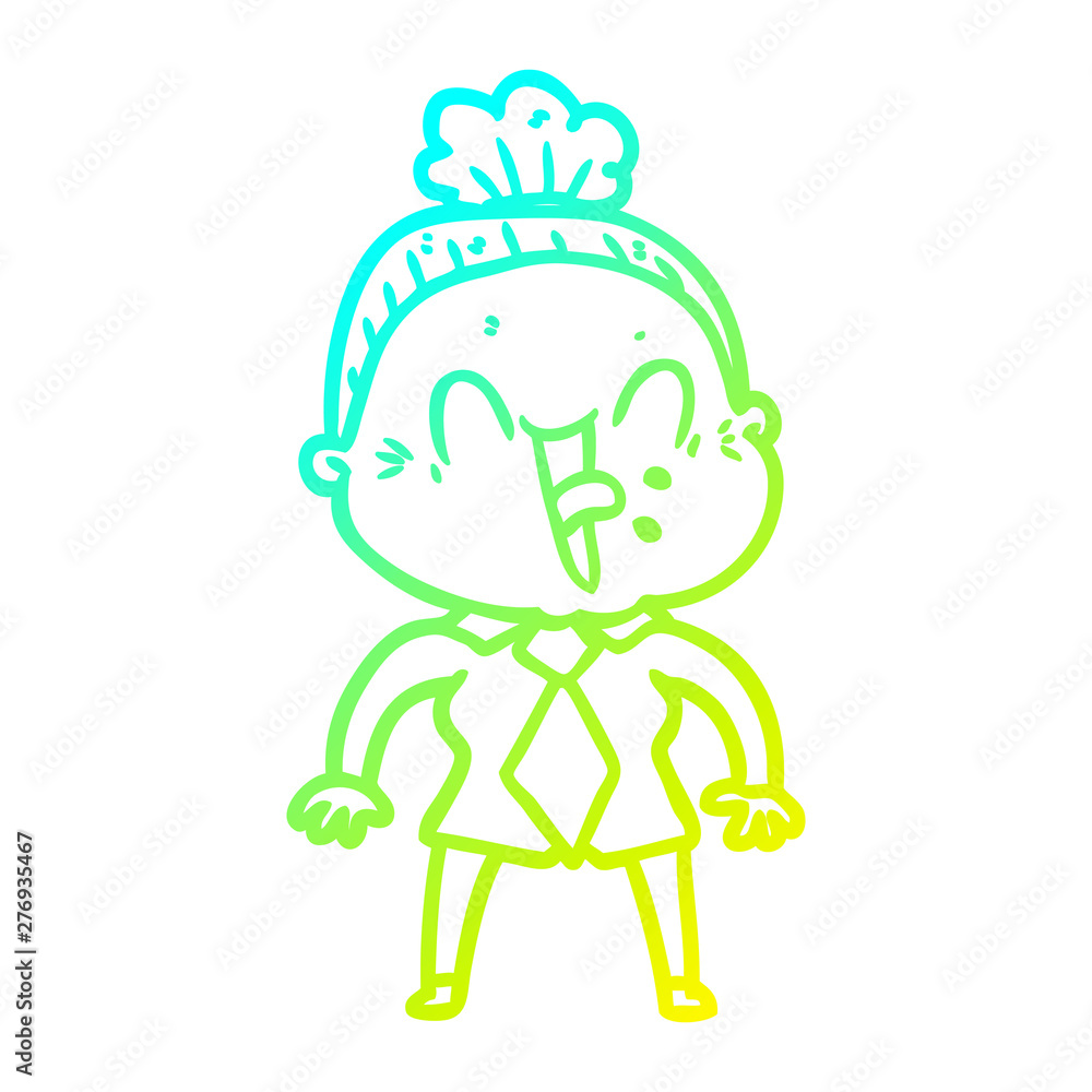 cold gradient line drawing cartoon happy old woman cold gradient line drawing cartoon happy old woman