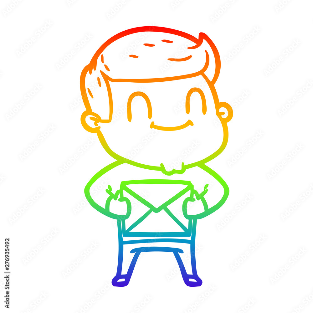 rainbow gradient line drawing cartoon friendly man rainbow gradient line drawing cartoon friendly man