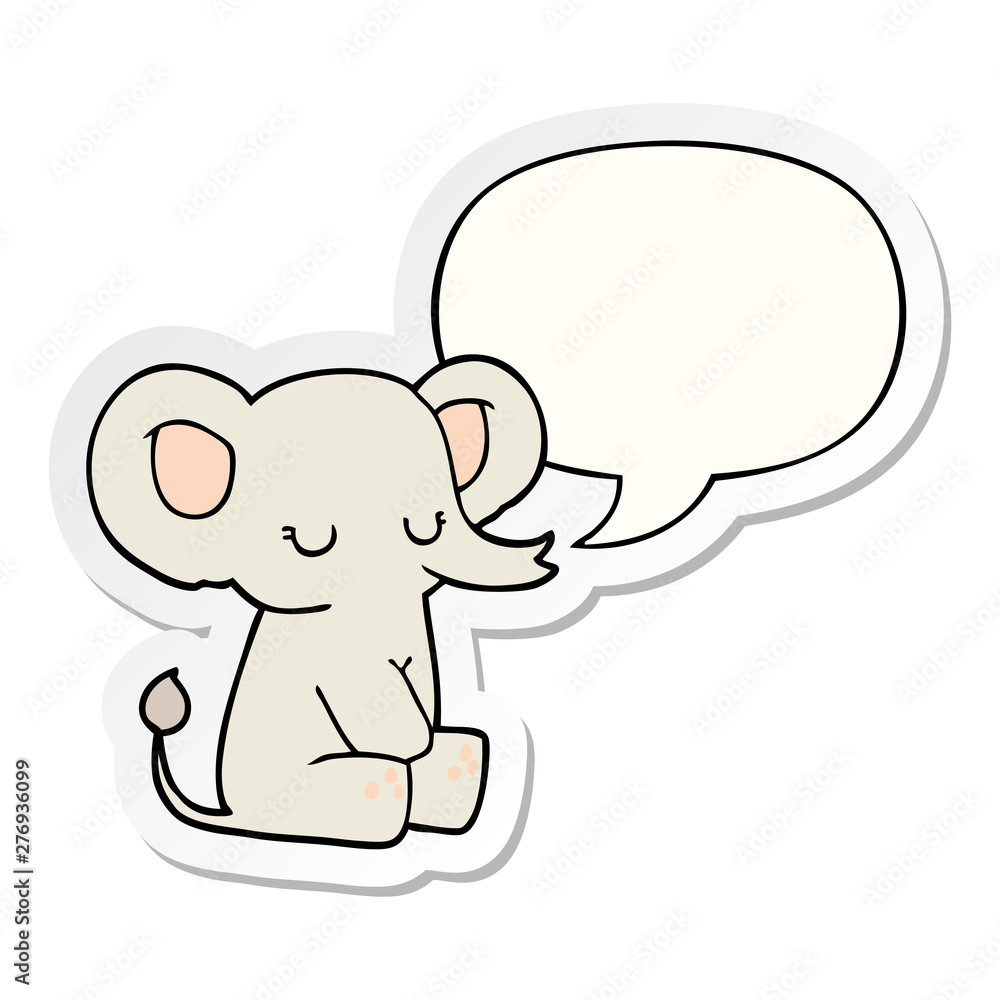 cartoon elephant and speech bubble sticker cartoon elephant and speech bubble sticker