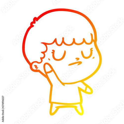 warm gradient line drawing cartoon grumpy boy