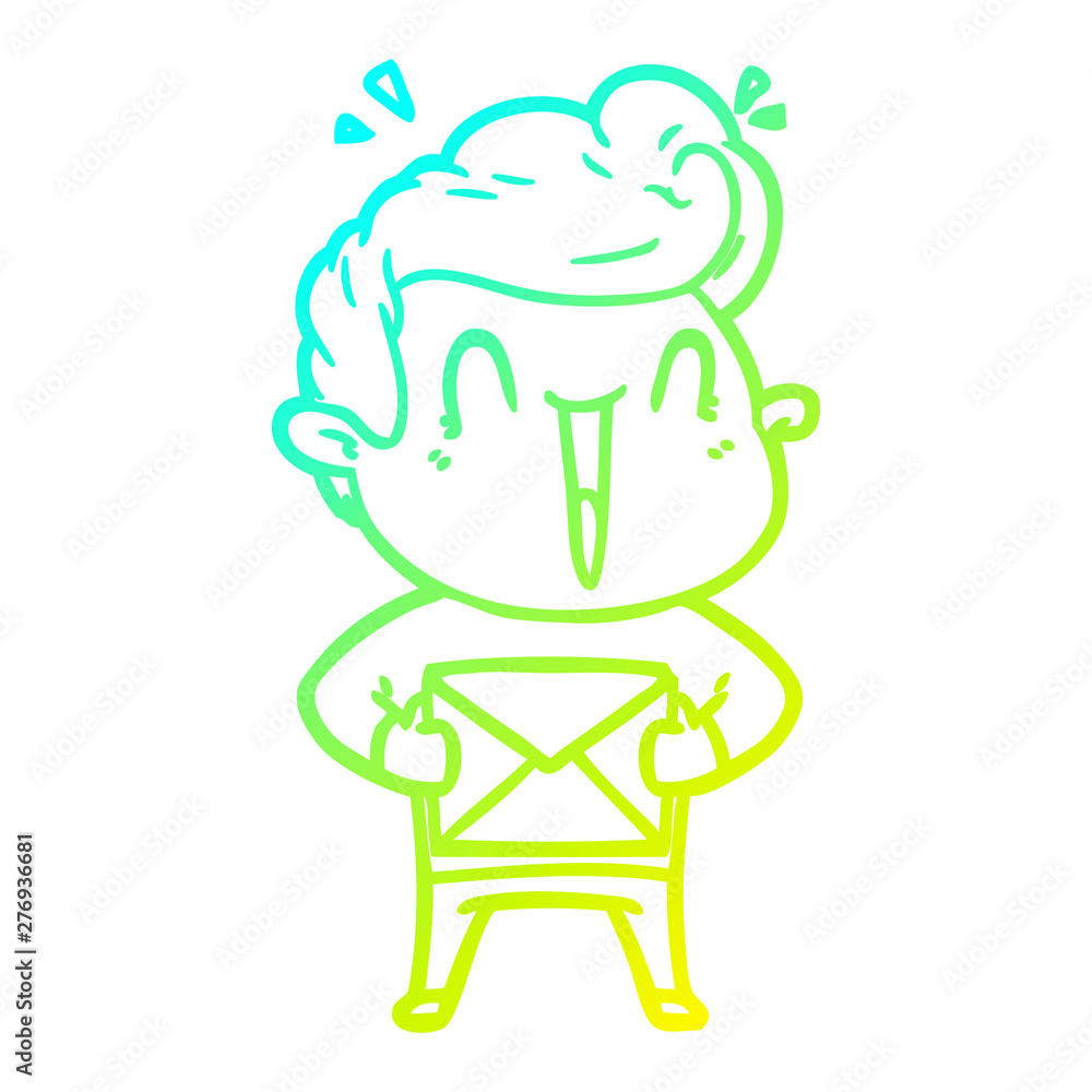 cold gradient line drawing cartoon excited man cold gradient line drawing cartoon excited man