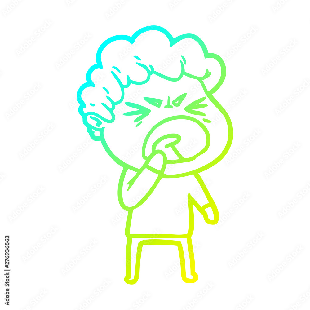 cold gradient line drawing cartoon furious man cold gradient line drawing cartoon furious man