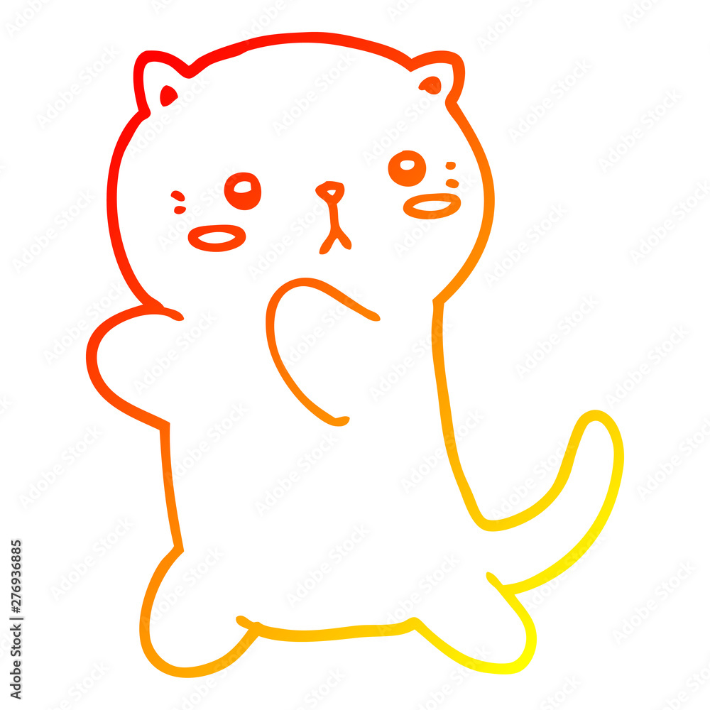 warm gradient line drawing cute cartoon cat warm gradient line drawing cute cartoon cat