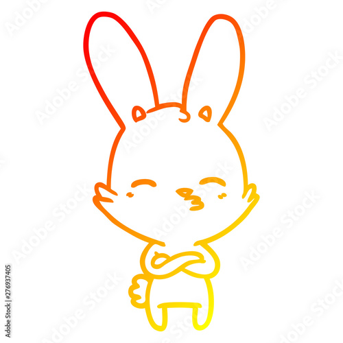 warm gradient line drawing curious bunny cartoon